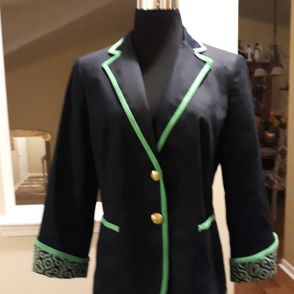 Jones New York Jackets & Blazers - FINAL DAYS Jones NY Navy/Green Trim Blazer EUC 8